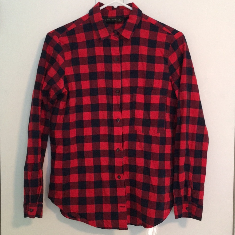 Zara Basic Checkered Button Down - image 1